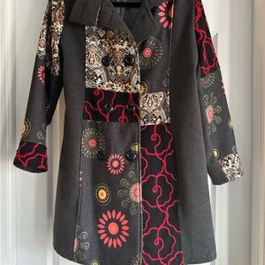 Bella Black Lined Coat with Gray Satin Interior